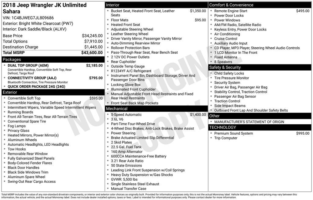2018 Jeep Wrangler JK Unlimited Sahara