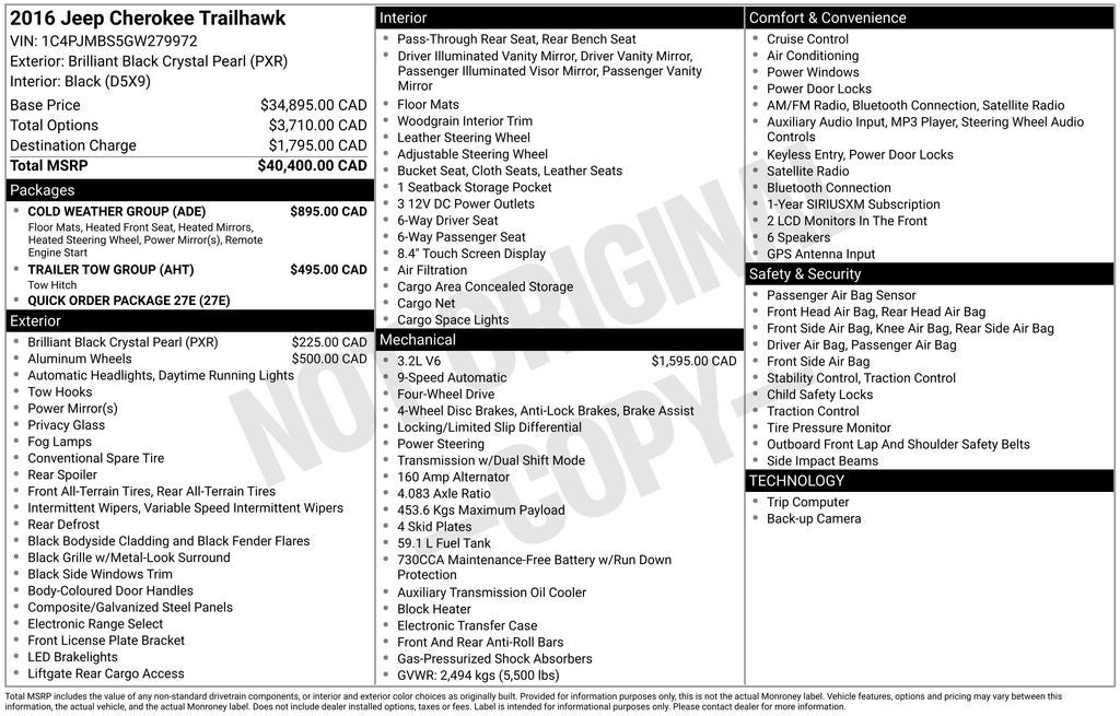 2016 Jeep Cherokee Trailhawk Integrated Voice Command w/Bluetooth