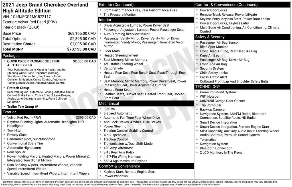 2021 Jeep Grand Cherokee High Altitude Trailer Tow Group IV