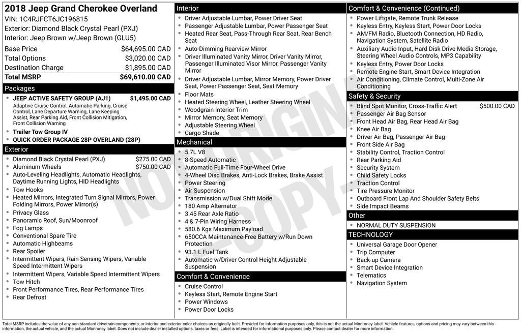 2018 Jeep Grand Cherokee Overland