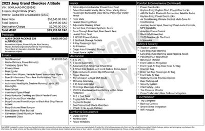 2023 Jeep Grand Cherokee Altitude X Power Sunroof & Back-Up Camera