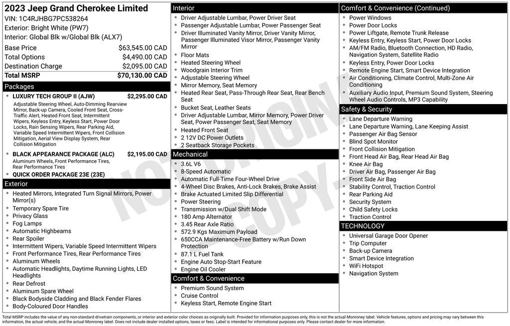 2023 Jeep Grand Cherokee Limited Blackout Package with Navigation