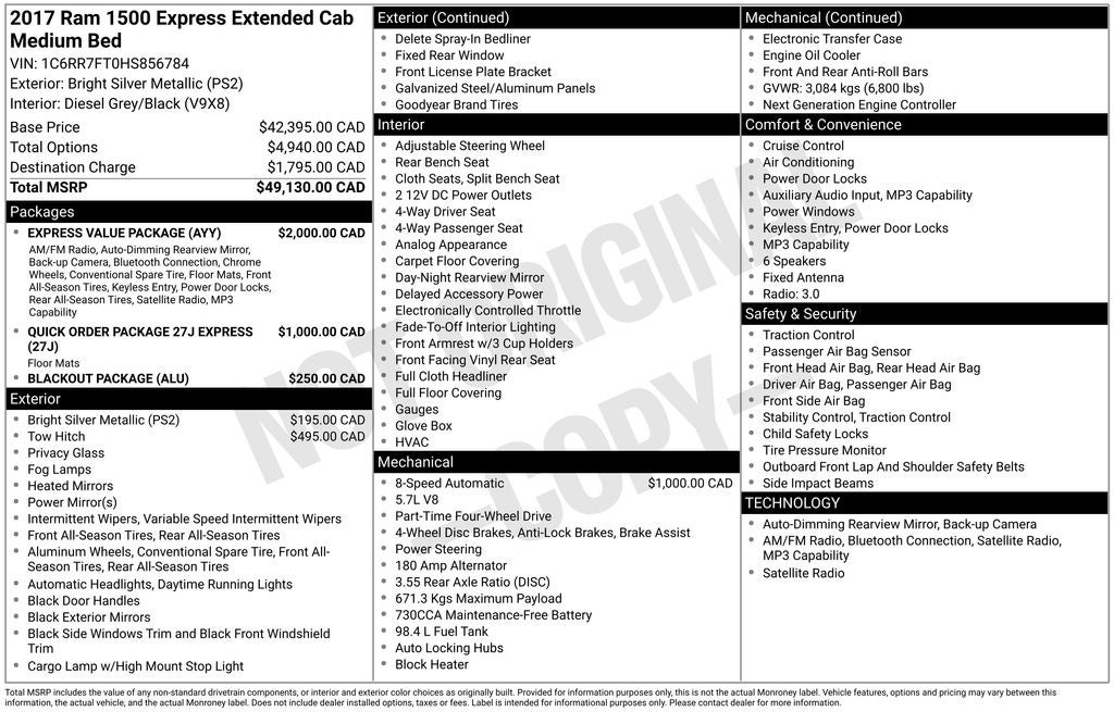 2017 RAM 1500 Express Leer Paint To Match Topper