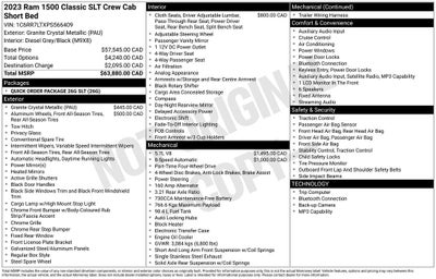 2023 RAM 1500 Classic SLT Integrated Voice Command w/Bluetooth & ParkView Re