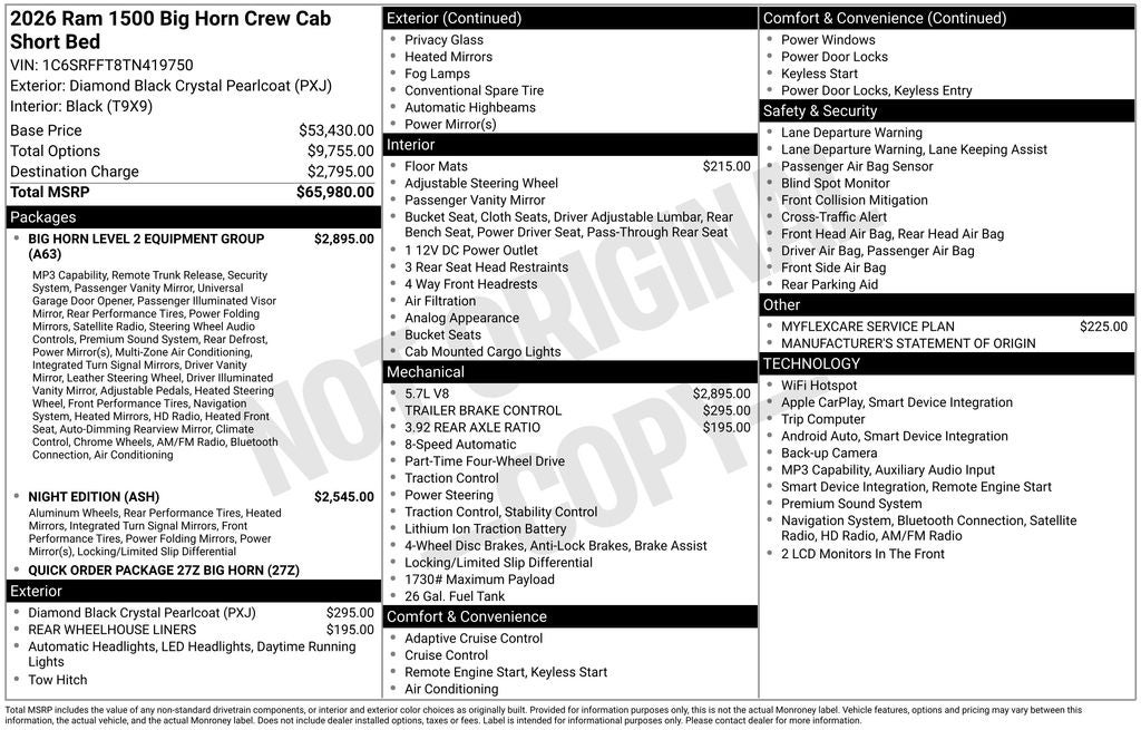 2026 RAM 1500 Big Horn/Lone Star