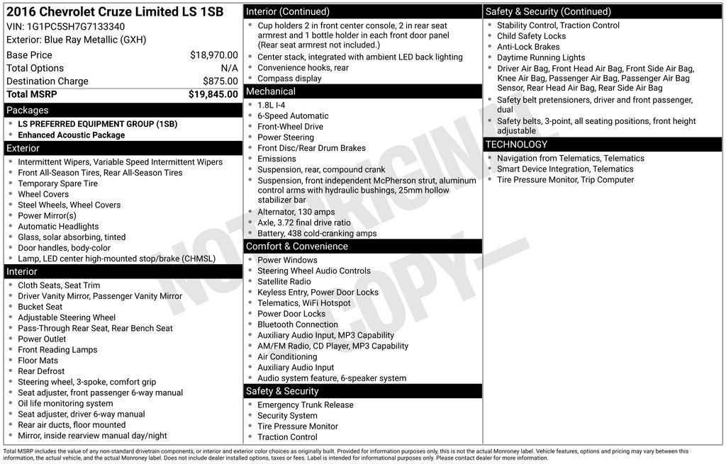 2016 Chevrolet Cruze Limited LS