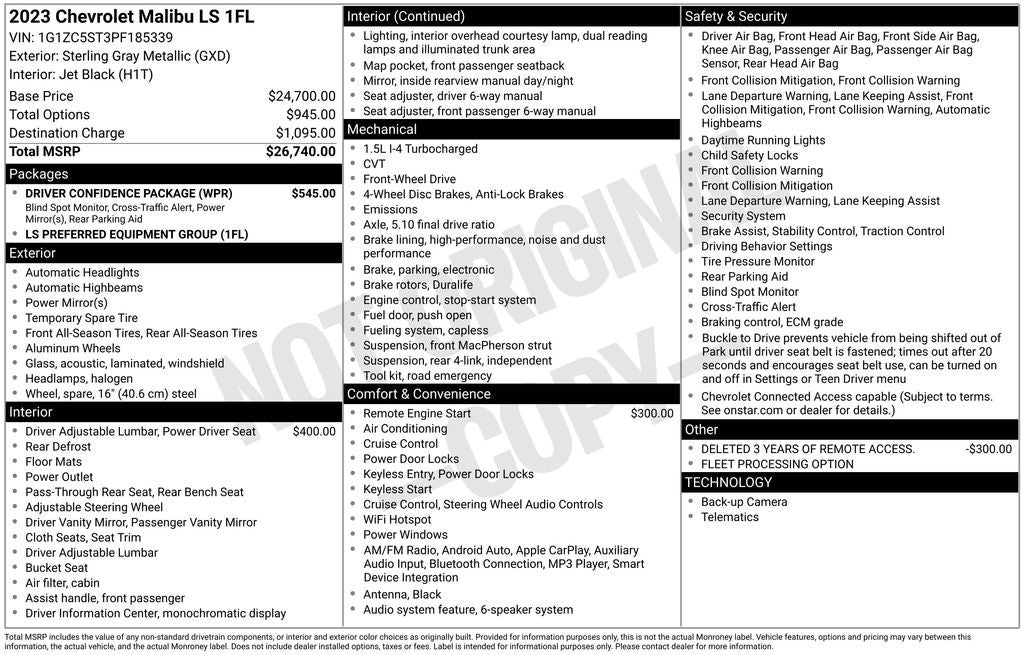 2023 Chevrolet Malibu LS 1FL