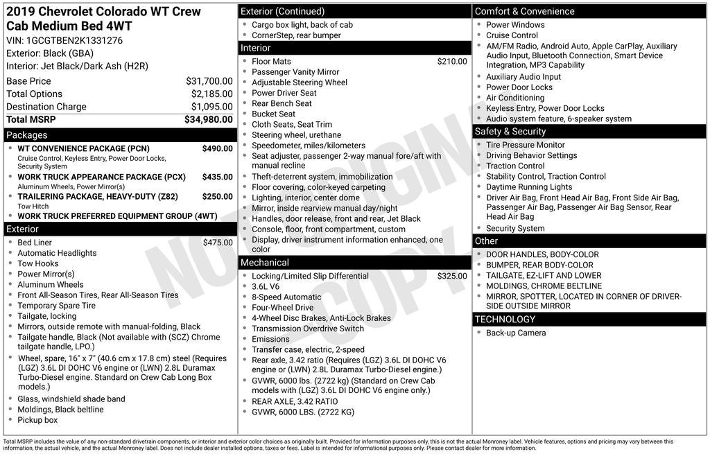 2019 Chevrolet Colorado Work Truck