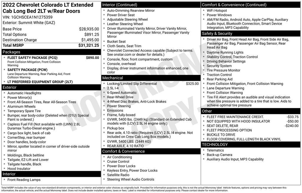 2022 Chevrolet Colorado LT Preferred Equipment Group 2LT