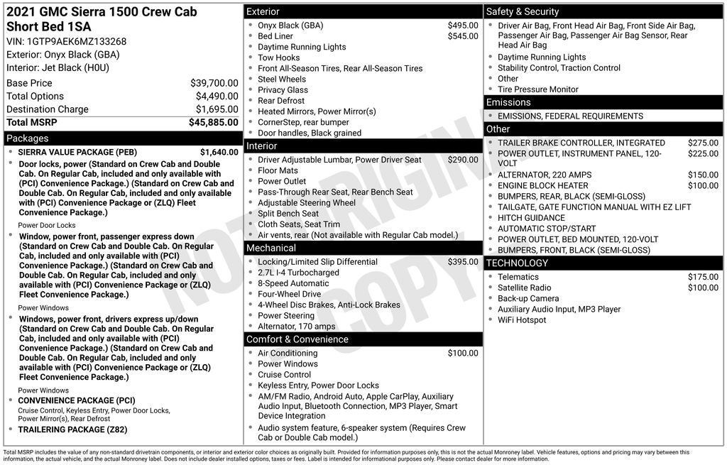 2021 GMC Sierra 1500 Base Apple CarPlay/Android Auto & Rear Backup Cam