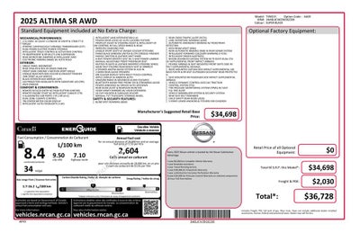 2025 Nissan Altima 2.5 SR