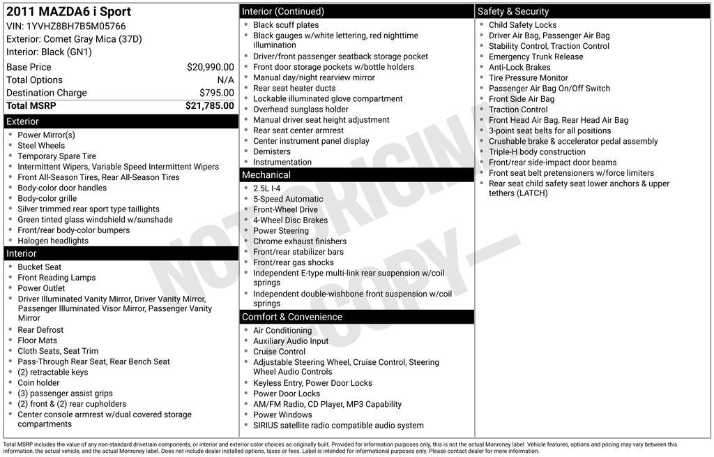 2011 Mazda Mazda6 i Sport