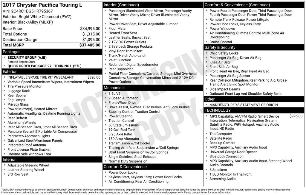 2017 Chrysler Pacifica Touring L