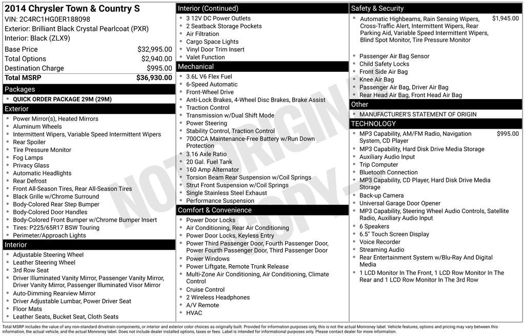 2014 Chrysler Town & Country S