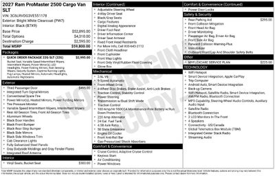 2027 RAM ProMaster 2500 High Roof