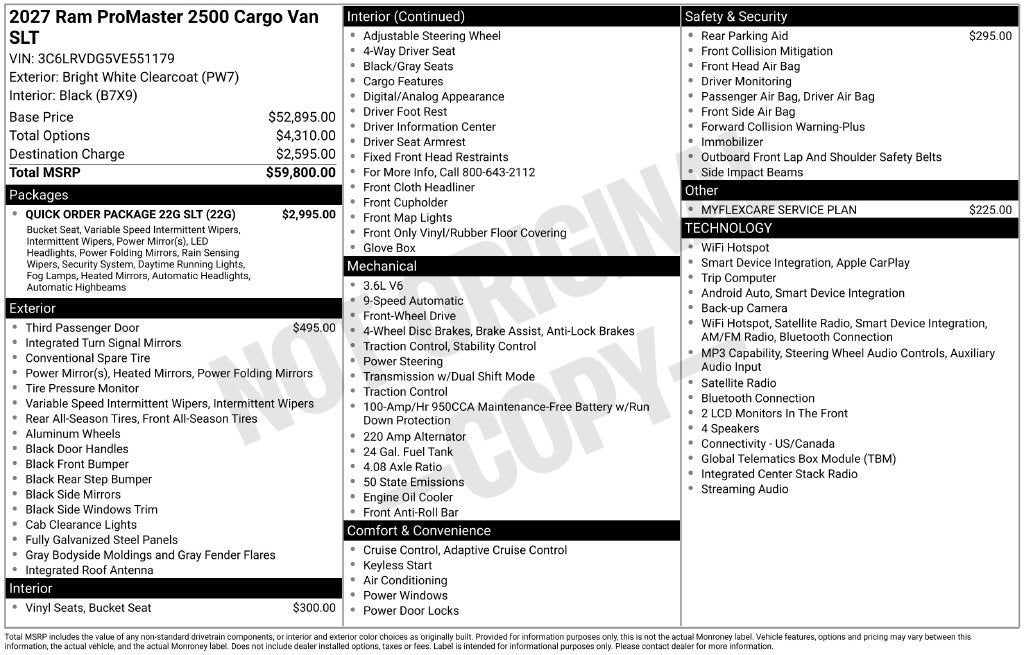 2027 RAM ProMaster 2500 High Roof