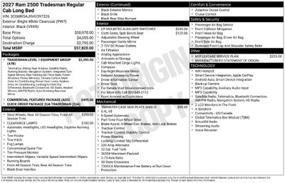 2027 RAM 2500 Tradesman