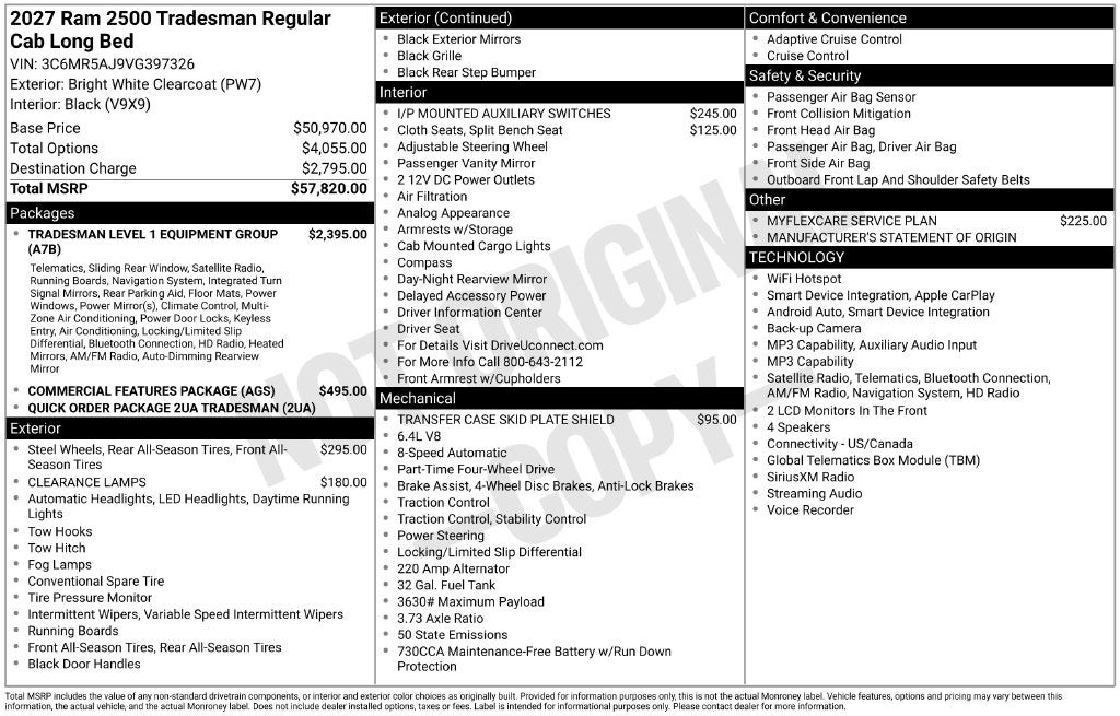 2027 RAM 2500 Tradesman