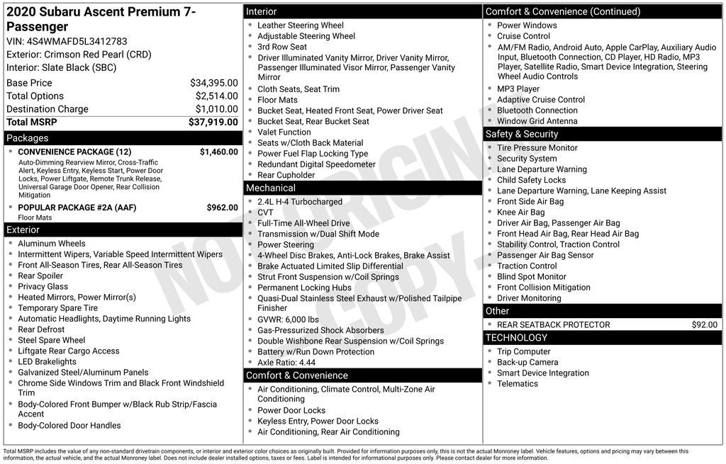 2020 Subaru Ascent Premium