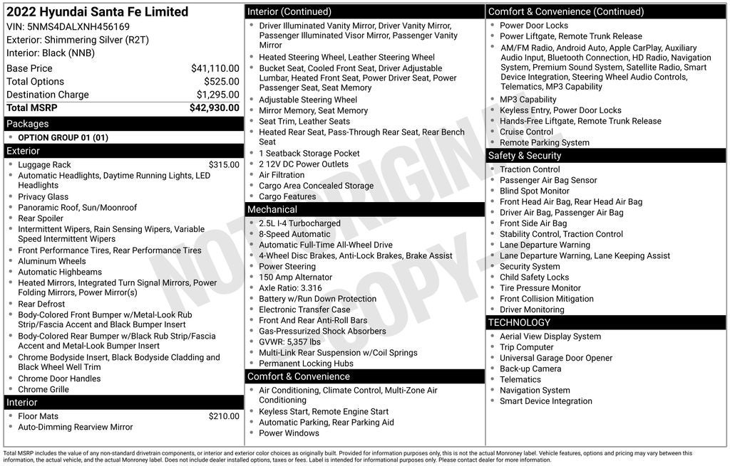 2022 Hyundai Santa Fe Limited Navigation System & Power moonroof