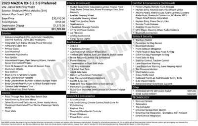 2023 Mazda Mazda CX-5 2.5 S Preferred Package Power moonroof