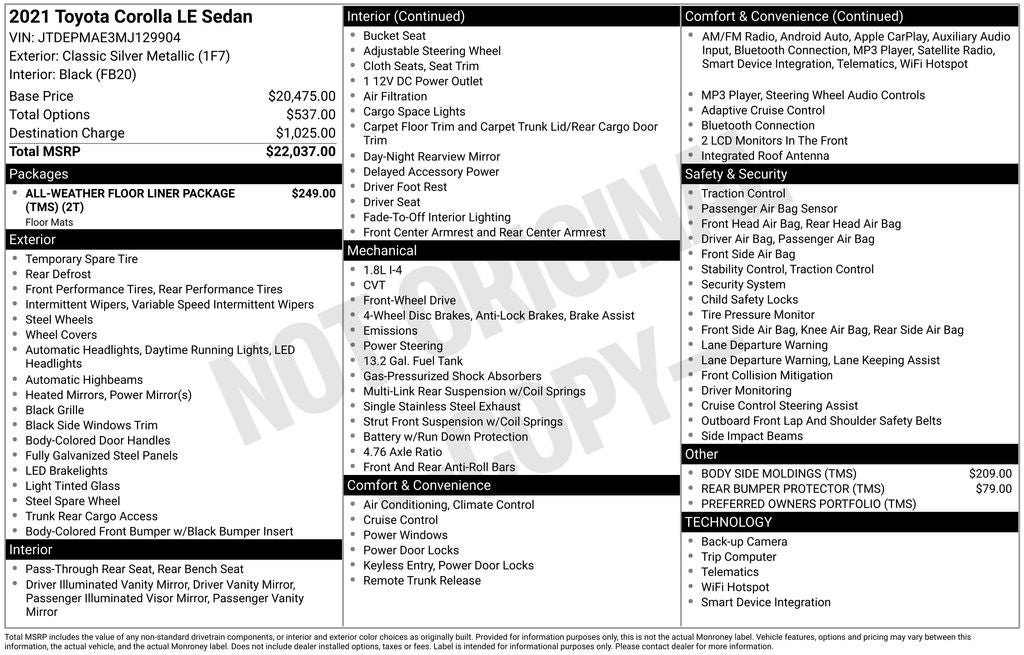 2021 Toyota Corolla LE
