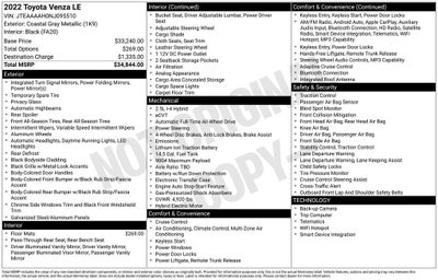 2022 Toyota Venza LE