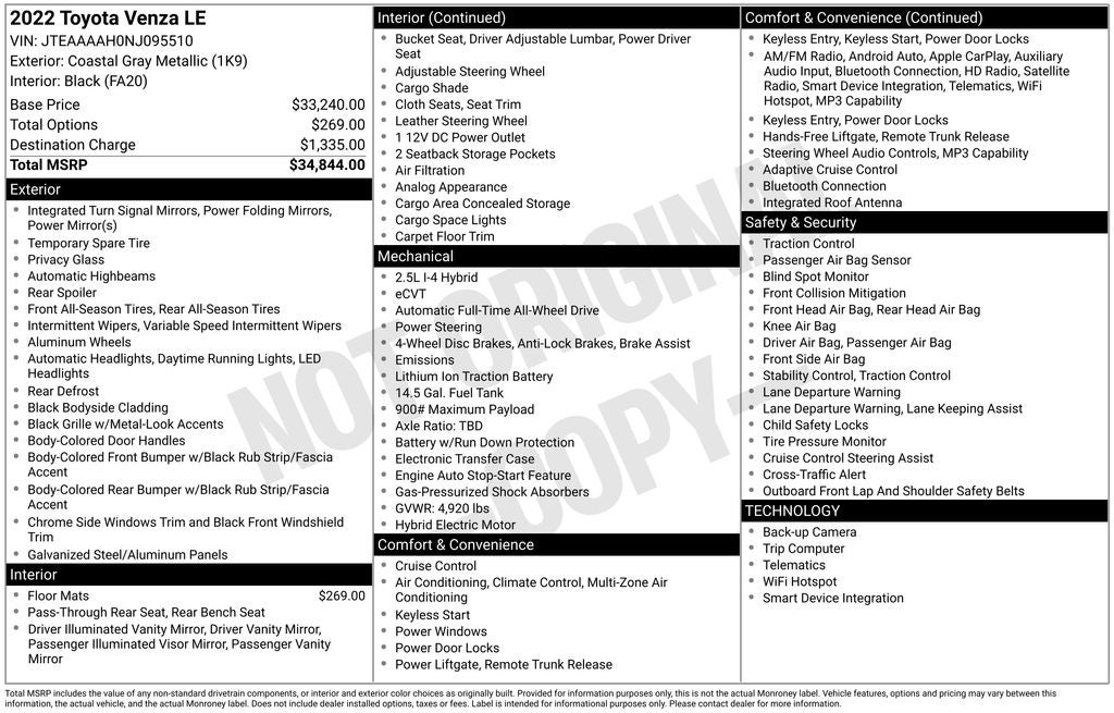 2022 Toyota Venza LE