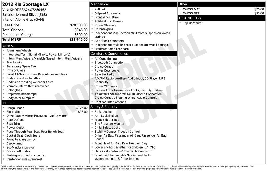 2012 Kia Sportage LX Alloy wheels