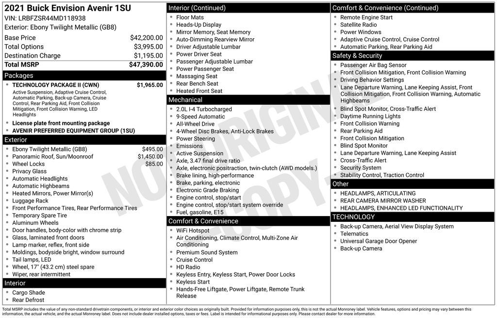 2021 Buick Envision Avenir