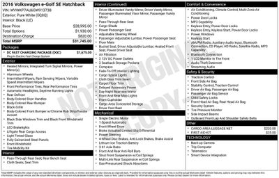 2016 Volkswagen e-Golf SE