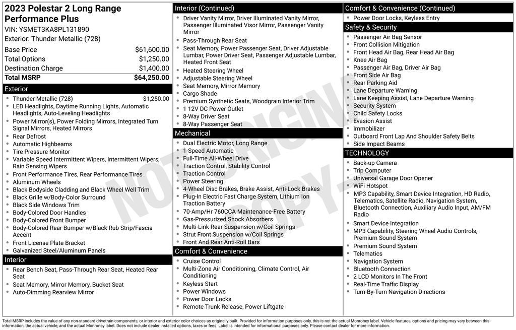 2023 Polestar 2 Long Range Dual Motor Performance Plus