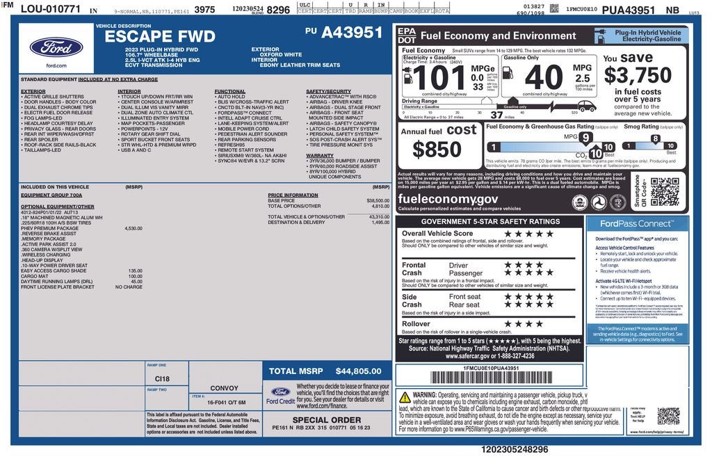 2023 Ford Escape Plug-In Hybrid Base