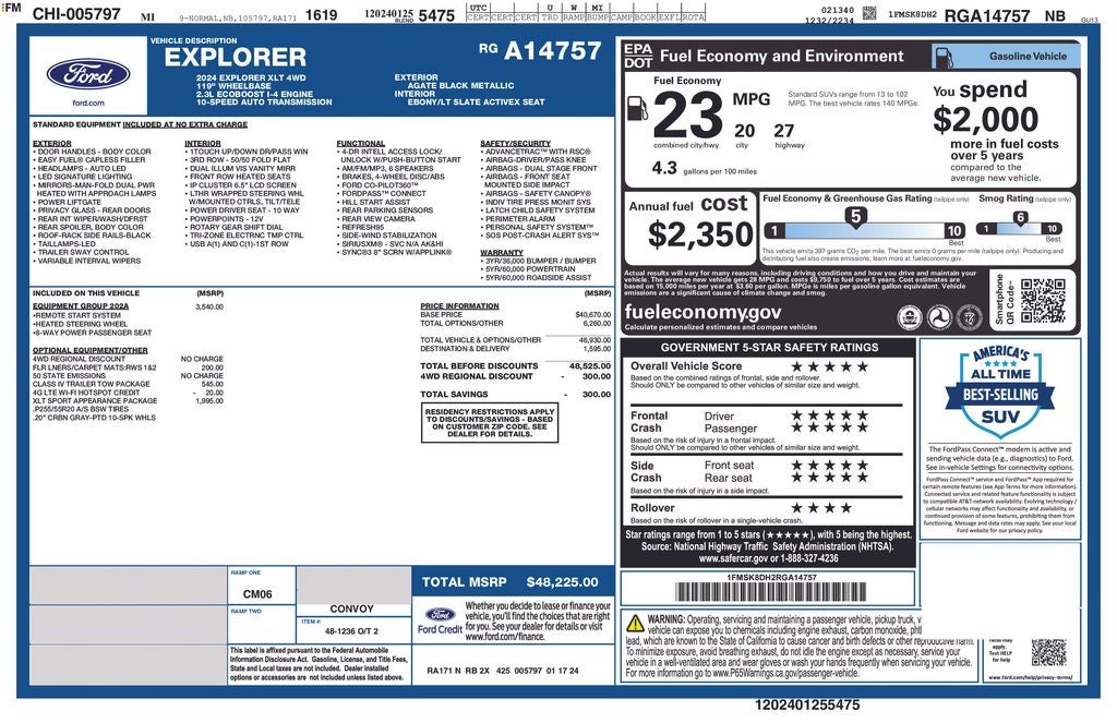 2024 Ford Explorer XLT SPORT APPEARANCE PKG 4X4 HEATED LEATHER TOW PKG