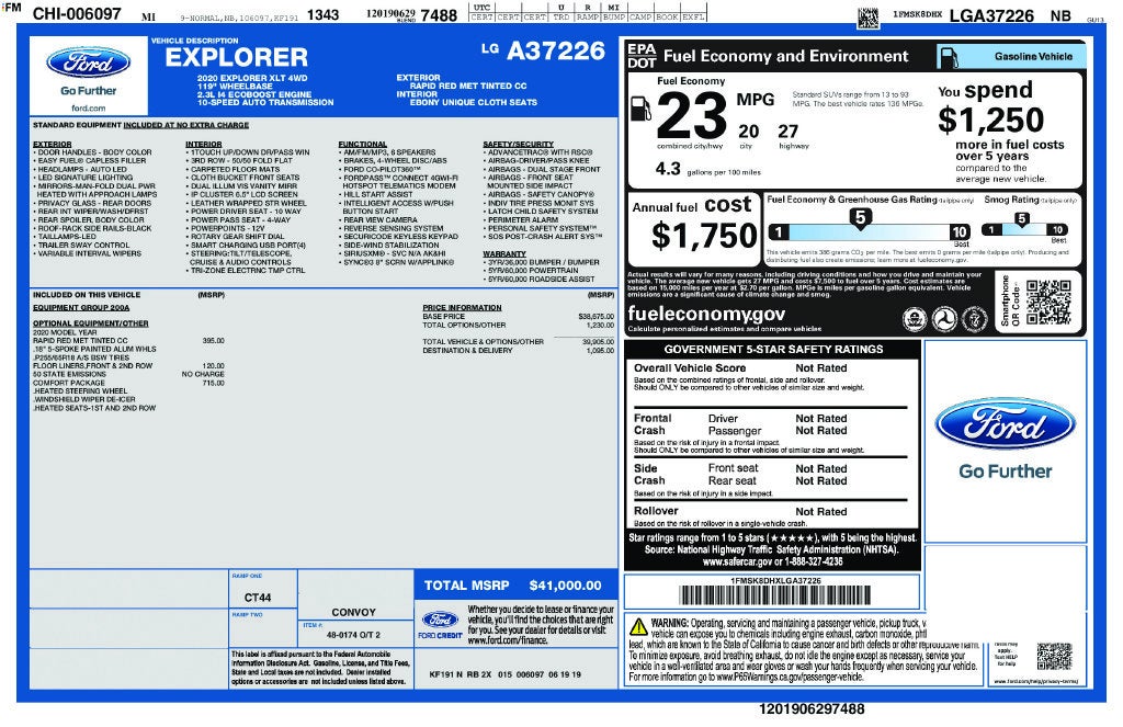 2020 Ford Explorer XLT 4x4 Cold Weather Pkg Power Seat