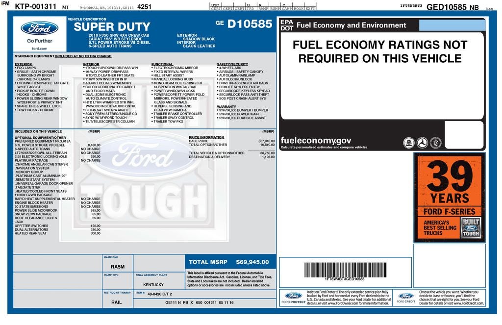 2016 Ford F-350SD Lariat 156 WB