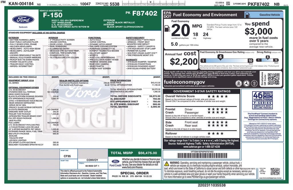 2023 Ford F-150 XL FX4 Crew Cab STX Appearance Pkg 4x4
