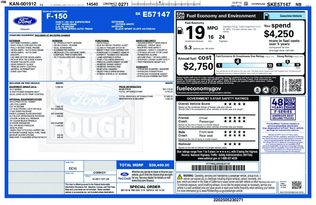 2025 Ford F-150 XLT Crew Cab 4x4 Chrome Pkg 5.0L V8