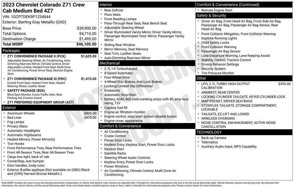 2023 Chevrolet Colorado Z71 Crew Cab Z71 Combo Leather Rear Camera