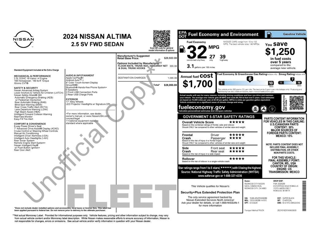 2024 Nissan Altima 2.5 SV Rear Camera