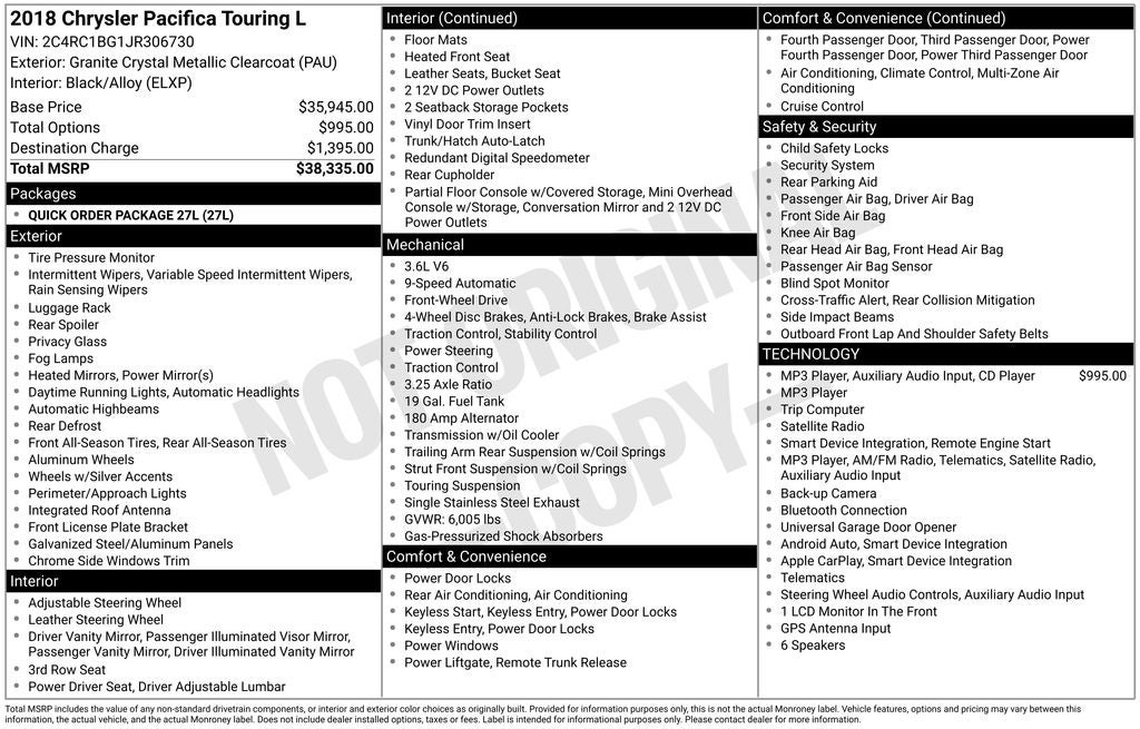 2018 Chrysler Pacifica Touring L