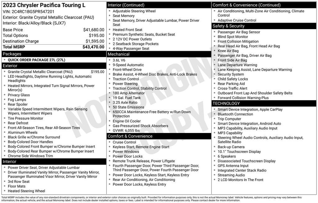 2023 Chrysler Pacifica Touring L