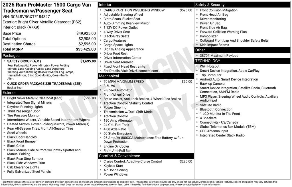 2026 RAM ProMaster 1500 Base