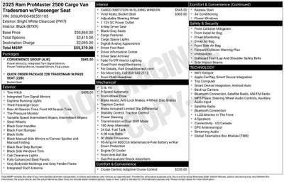 2025 RAM ProMaster 2500 High Roof