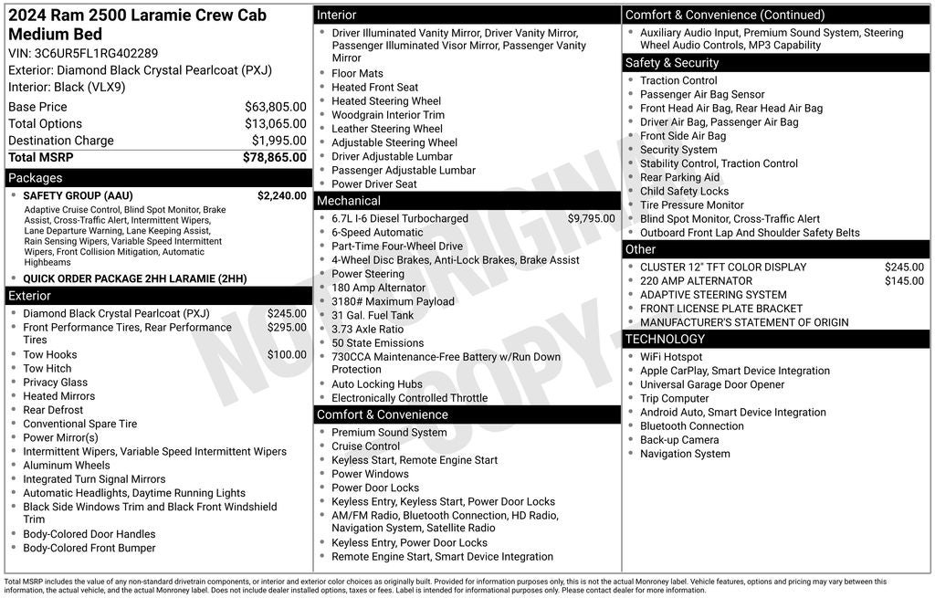 2024 RAM 2500 Laramie CUMMINGS TURBO DIESEL CREW CAB 4X4 NAVIGATION LEAT