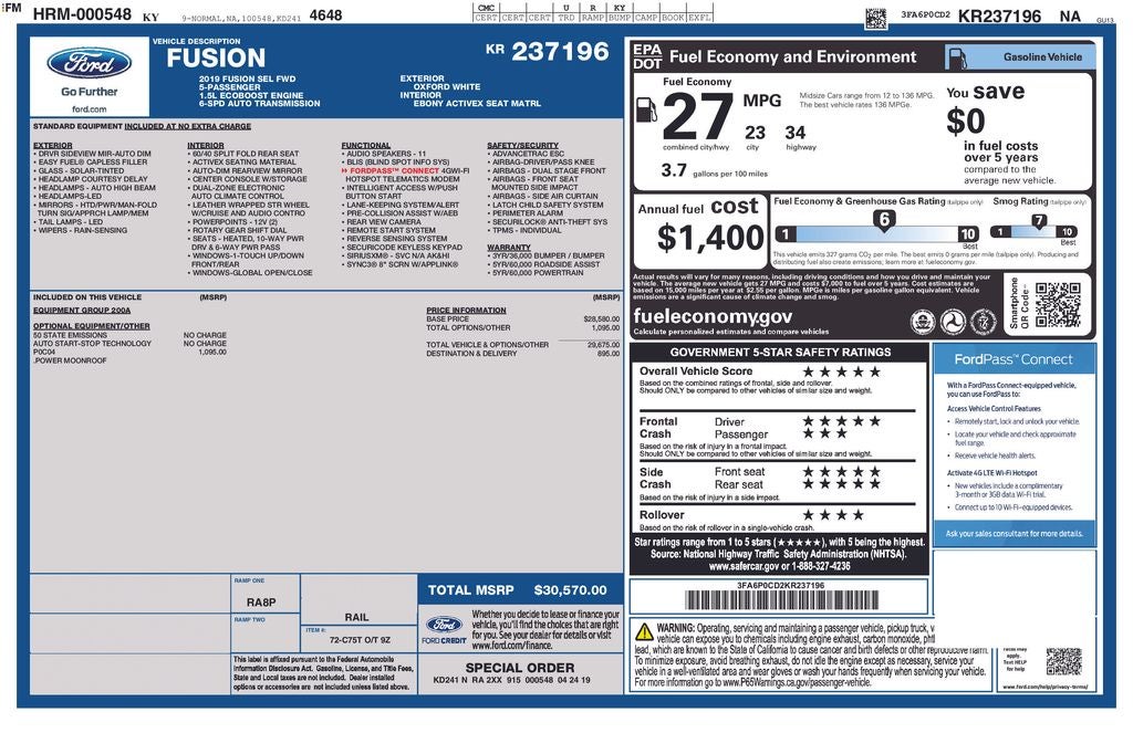 2019 Ford Fusion SEL