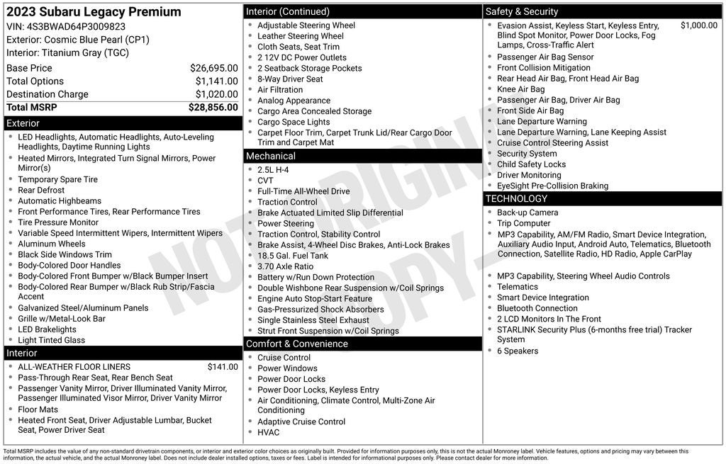 2023 Subaru Legacy Premium