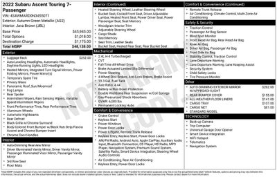 2022 Subaru Ascent Touring