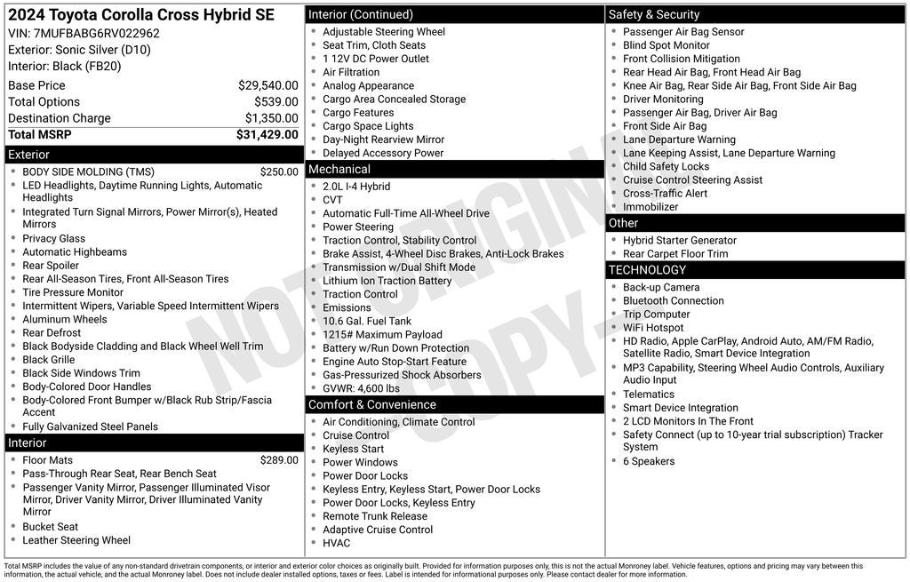2024 Toyota Corolla Cross Hybrid SE