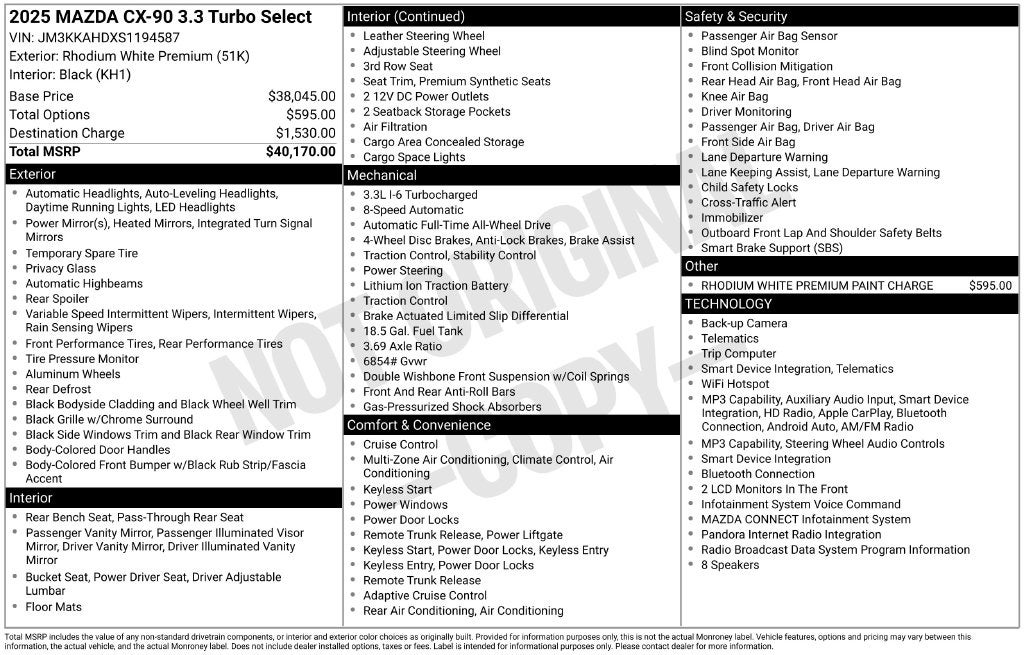 2025 Mazda Mazda CX-90 3.3 Turbo Select